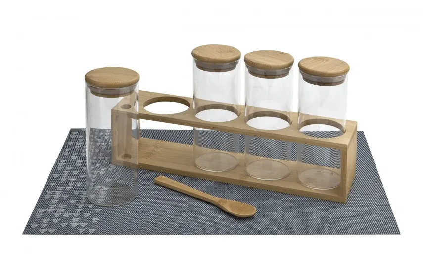 Chomik Komplet 4 słoików 400 ml z bambusową półką 0765 Sale