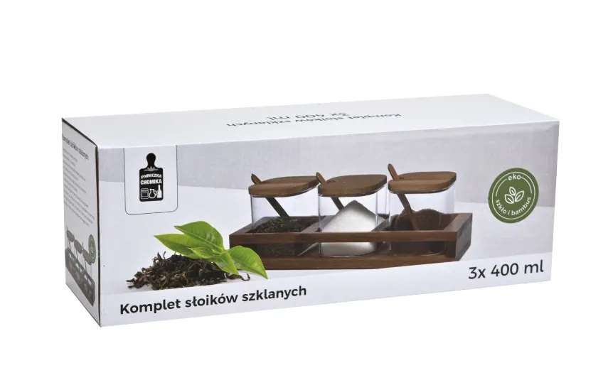 Chomik Komplet 3 słoików 400 ml z bambusową półką 0772 Best