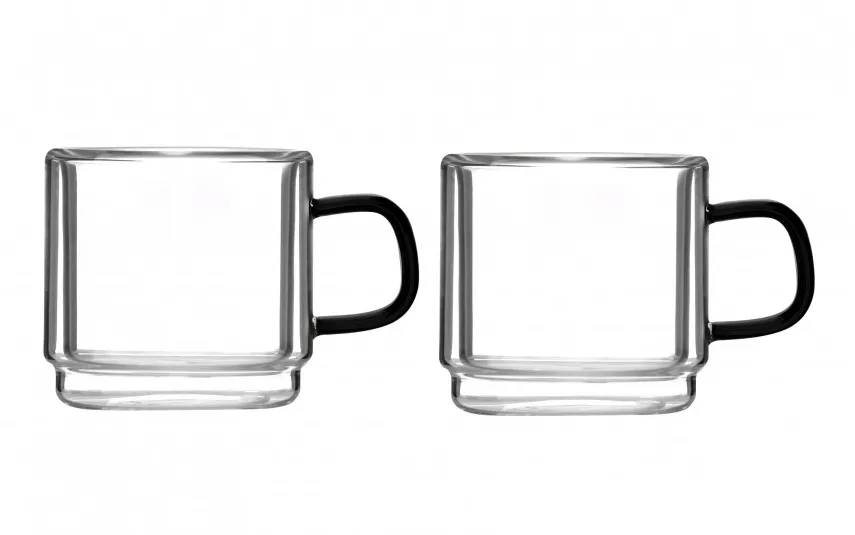 Vialli Design Komplet 2 szklanek do espresso 80 ml Carbon z podwójną ścianką Online