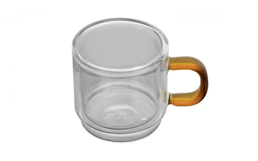 Vialli Design Komplet 2 szklanek termicznych do espresso z podwójną ścianką 80 ml Amber Best