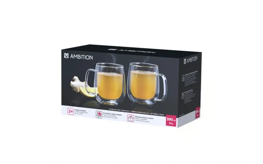 Ambition Komplet 2 szklanek termicznych 390 ml z podwójną ścianką Mia Clearance