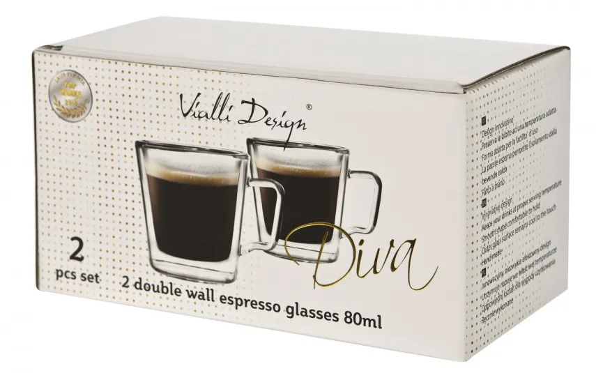 Vialli Design Komplet 2 szklanek termicznych 250 ml z podwójną ścianką Diva 5875 Best