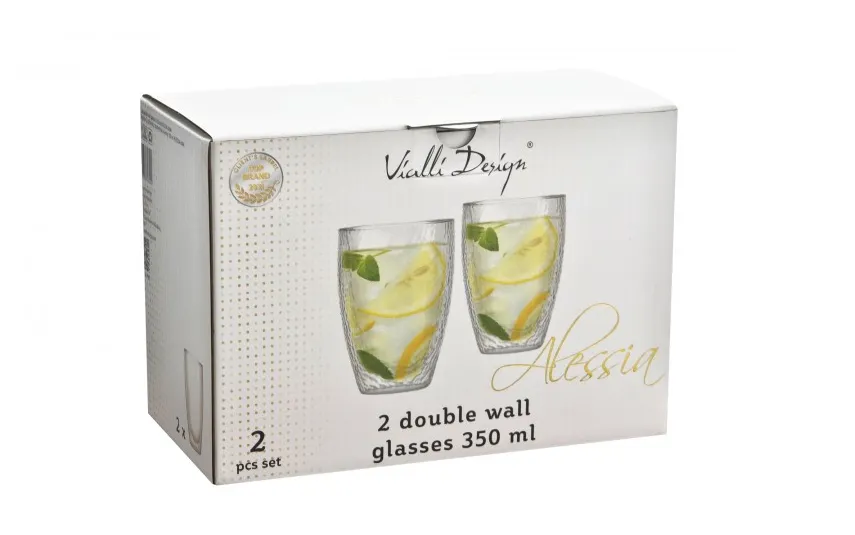 Vialli Design Komplet 2 szklanek termicznych 350 ml z podwójną ścianką Carbon Online