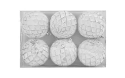 Art-Pol Komplet bombek 6 szt. biało-srebrny 10 cm 156709 Sale