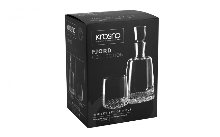 Krosno Komplet do whisky karafka 950 ml + szklanki 370 ml Fjord Outlet