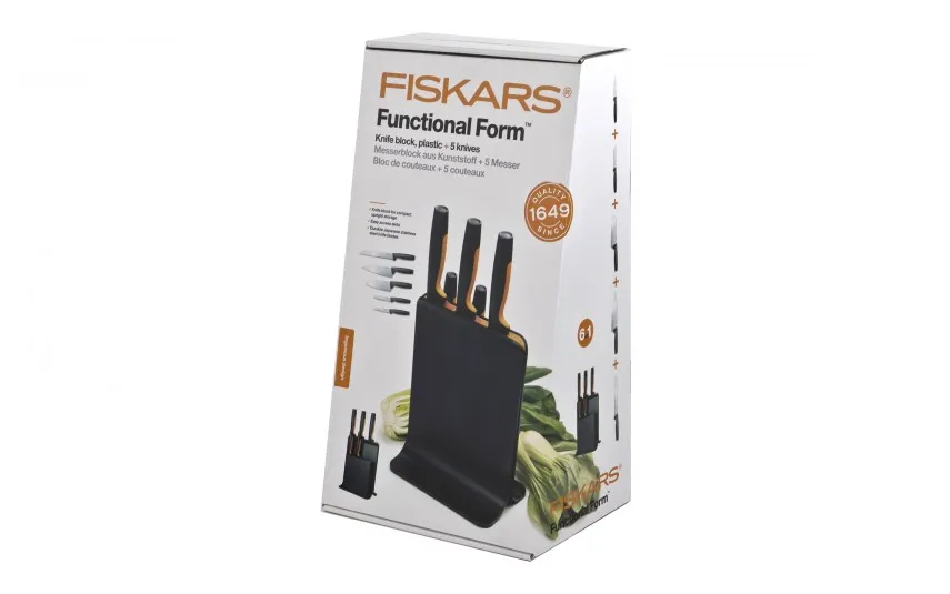 Fiskars Komplet noży kuchennych czarno-pomarańczowych Fashion