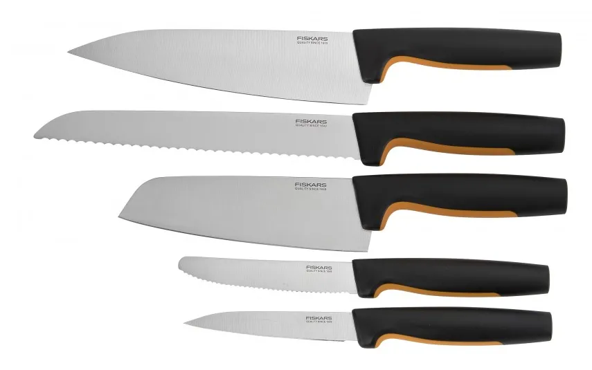 Fiskars Komplet noży kuchennych czarno-pomarańczowych Fashion