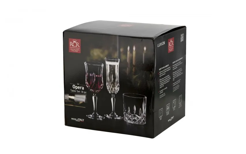 RCR Kryształowy zestaw 18 el. kieliszki+szklanki Opera Sale
