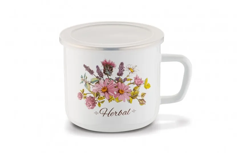 Tadar Kubek emaliowany z pokrywką 1000 ml Herbal Sale