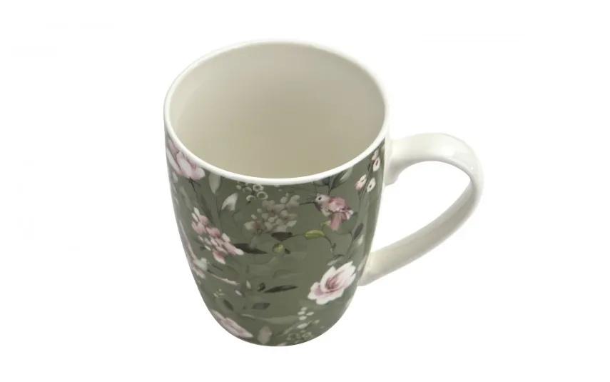 Veroni Kubek porcelanowy 360 ml Grande ciemnozielony wzór 1 Discount