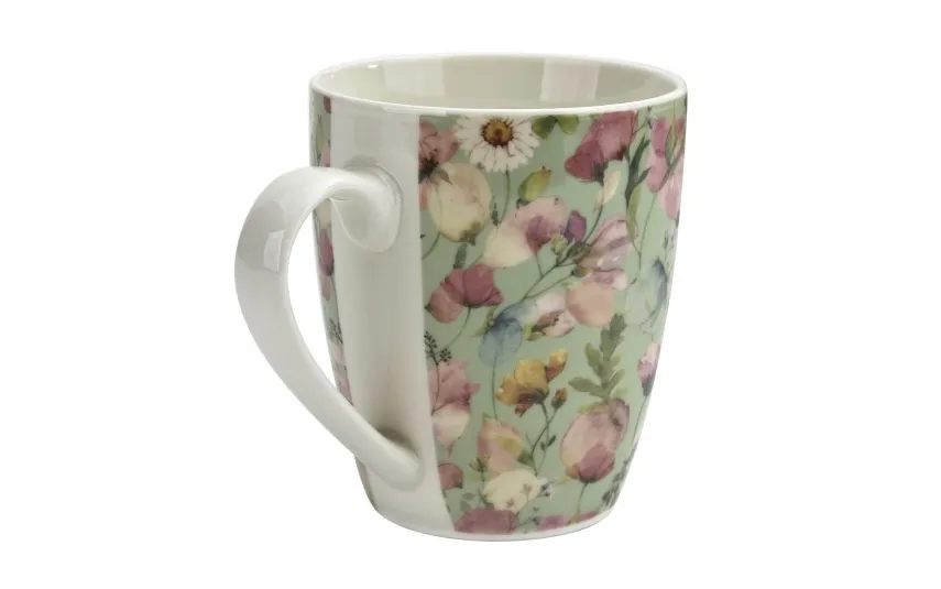 Veroni Kubek porcelanowy 360 ml Grande jasnozielony wzór 2 Clearance