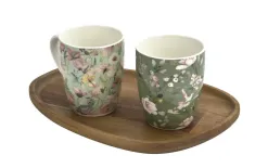 Veroni Kubek porcelanowy 360 ml Grande jasnozielony wzór 2 Clearance