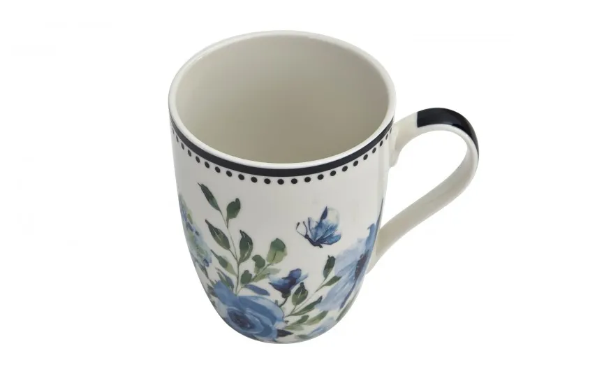 Veroni Kubek porcelanowy 340 ml Indigo czarna obwódka wzór 1 New