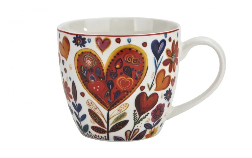 Duo Kubek porcelanowy 460 ml Kolorowe Serca 4 Best
