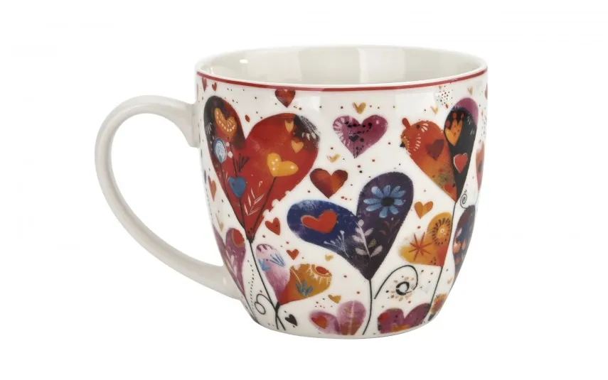 Duo Kubek porcelanowy 460 ml Kolorowe Serca 1 Fashion