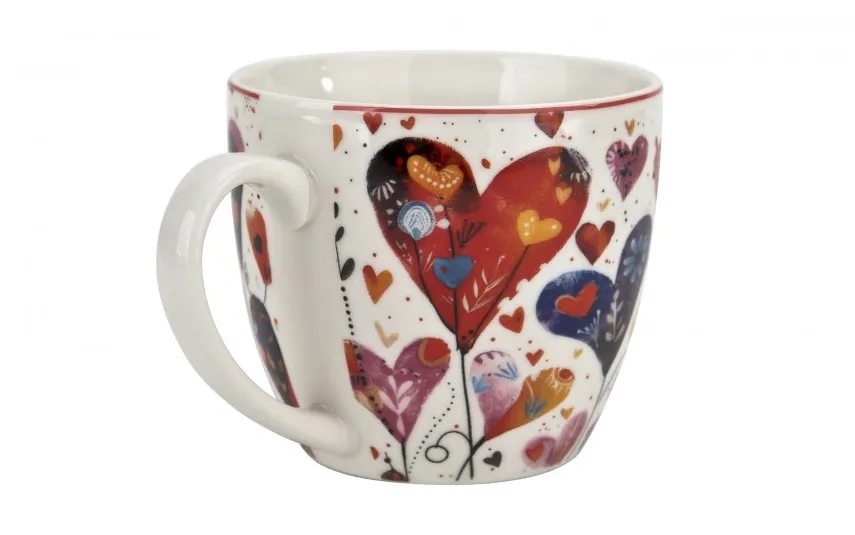 Duo Kubek porcelanowy 460 ml Kolorowe Serca 1 Fashion