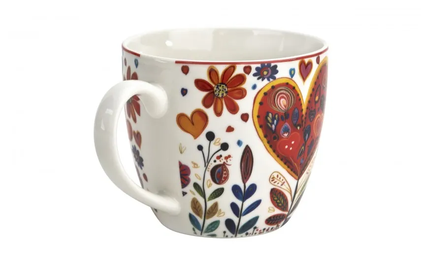 Duo Kubek porcelanowy 460 ml Kolorowe Serca 4 Best