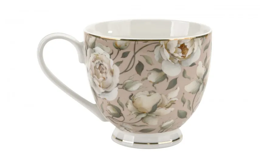 Duo Kubek porcelanowy 530 ml na stopce English Roses Cream Sale