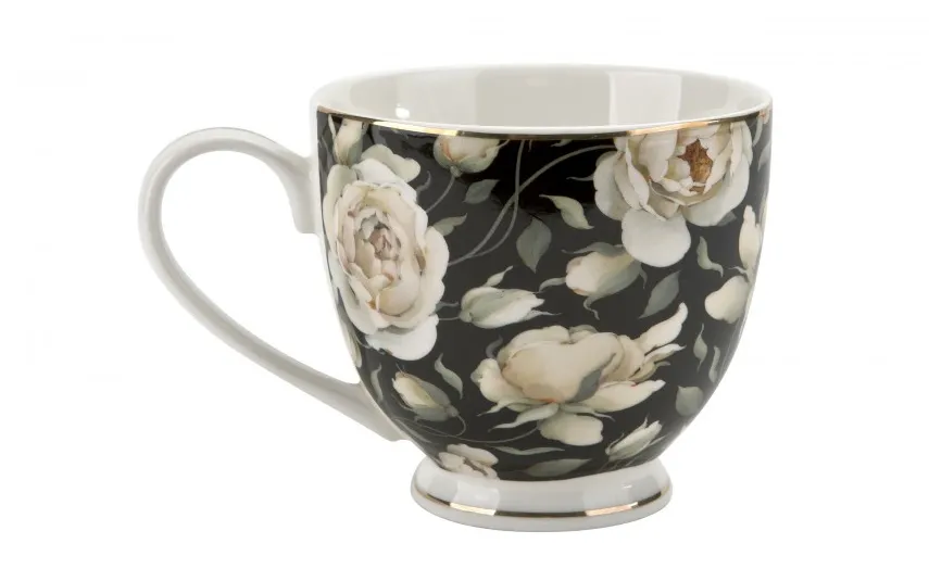 Duo Kubek porcelanowy 530 ml na stopce English Roses Black Online