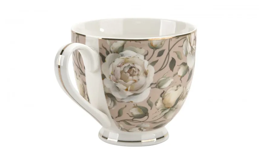 Duo Kubek porcelanowy 530 ml na stopce English Roses Cream Sale