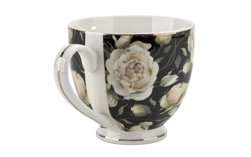 Duo Kubek porcelanowy 530 ml na stopce English Roses Black Online