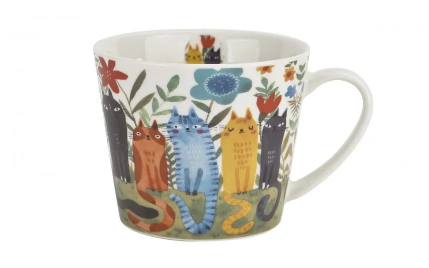 Duo Kubek porcelanowy 610 ml prosty Koty Ogrodowe Sale