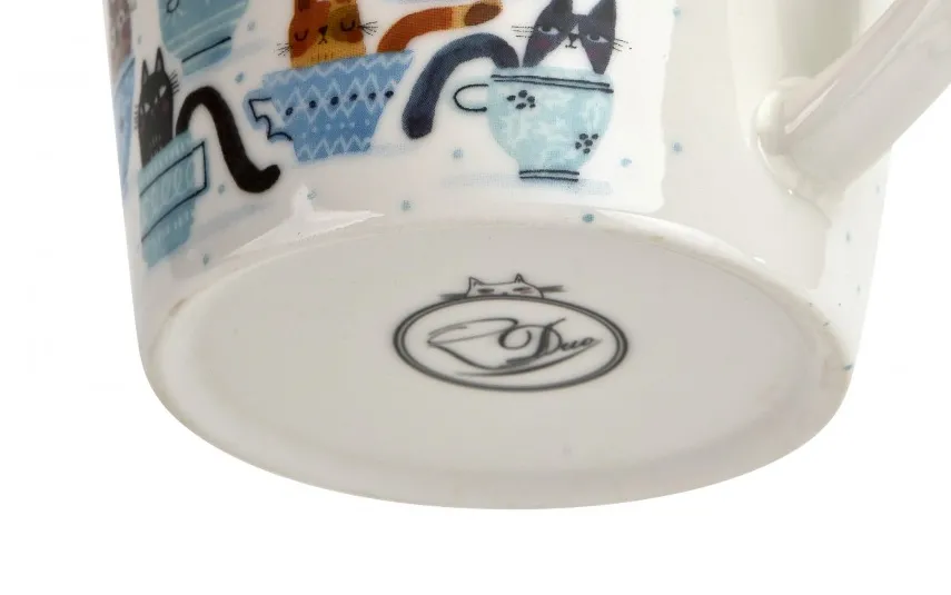 Duo Kubek porcelanowy 610 ml prosty Koty w filiżankach New
