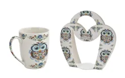 Duo Kubek porcelanowy 350 ml Sowa Etno Sale