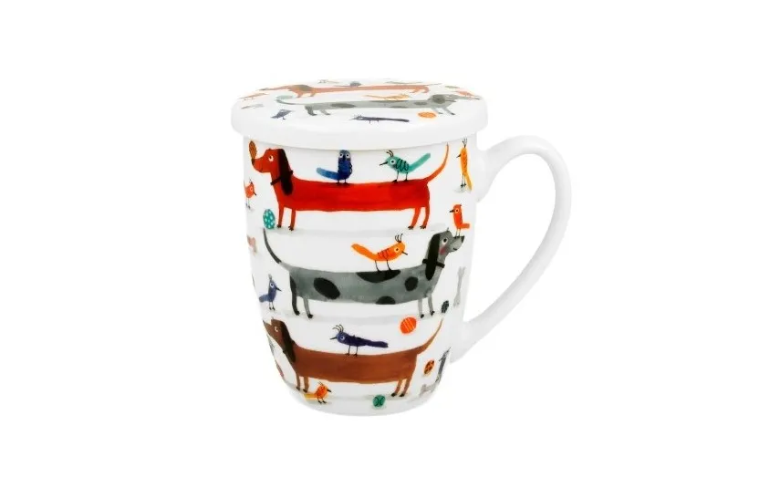 Duo Kubek porcelanowy 360 ml z zaparzaczem Długie Psy Sale