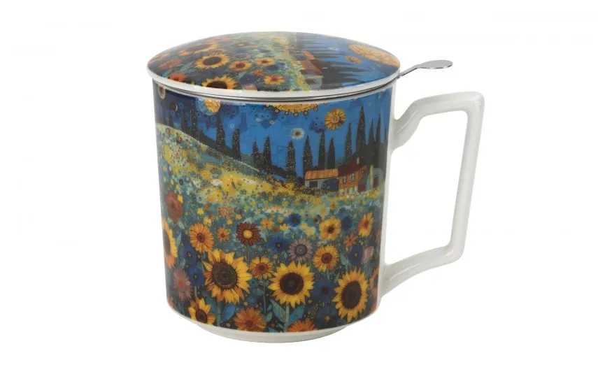 Duo Kubek porcelanowy 450 ml z zaparzaczem Modern Sunflower Field Clearance