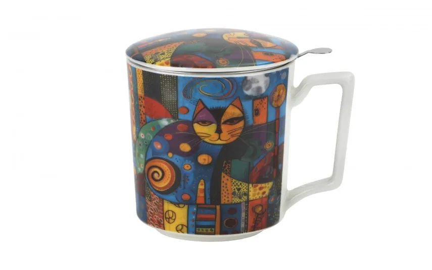 Duo Kubek porcelanowy 450 ml z zaparzaczem Modern Cat Fashion