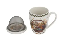 Duo Kubek porcelanowy 360 ml z zaparzaczem Kwiaty Polne Fashion