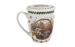 Duo Kubek porcelanowy 360 ml z zaparzaczem Kwiaty Polne Fashion