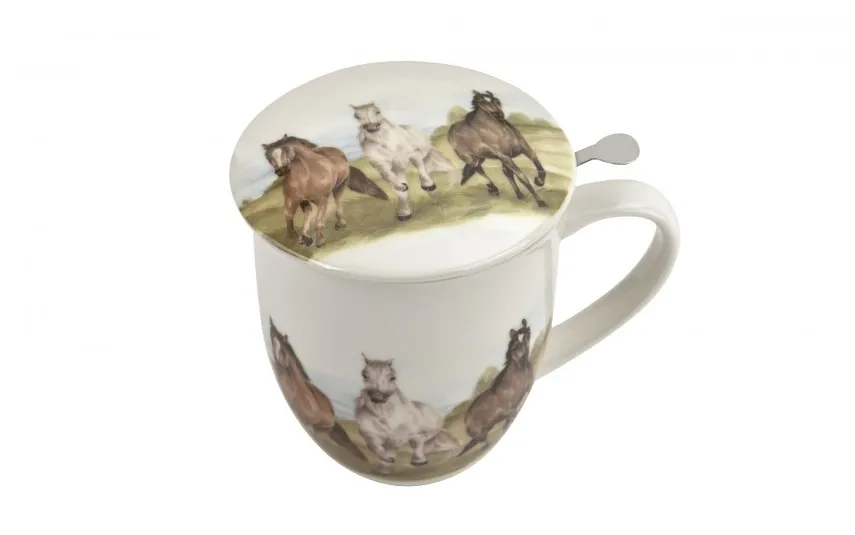 Duo Kubek porcelanowy 400 ml z zaparzaczem KONIE W GALOPIE Online