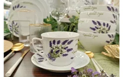 Lubiana Kubek porcelanowy 300 ml ze spodkiem Lawenda Wiedeń New