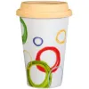 Witek Home Kubek porcelanowy 400ml Koła żółta pokrywa silikonowa Outlet