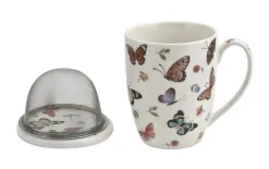 Duo Kubek porcelanowy z zaparzaczem 350 ml Butterflies Discount