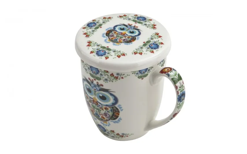 Duo Kubek porcelanowy z zaparzaczem 350 ml Sowa Etno Best