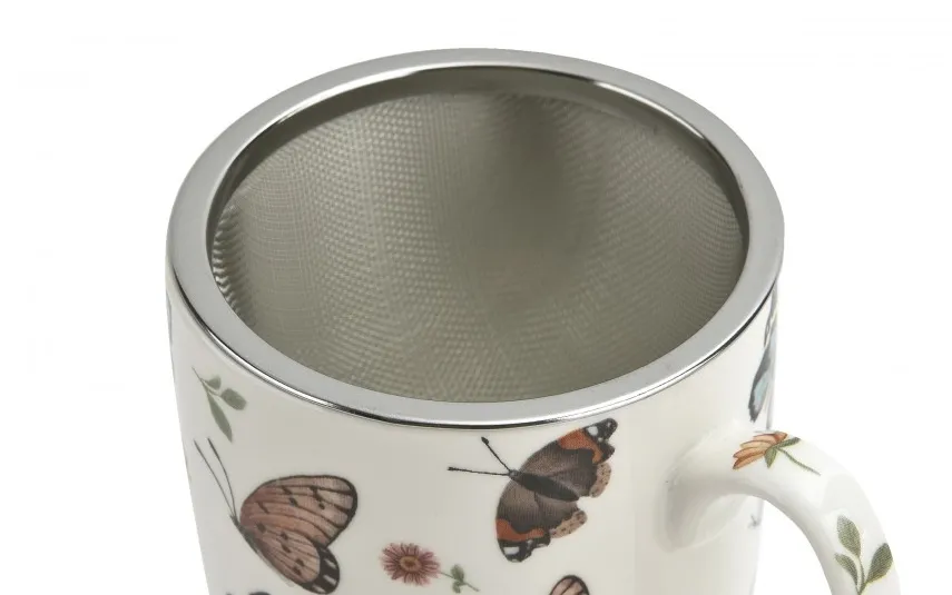 Duo Kubek porcelanowy z zaparzaczem 350 ml Butterflies Discount