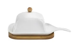KingHoff Maselnica porcelanowa z drewnianą podstawą Clearance