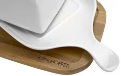 KingHoff Maselnica porcelanowa z drewnianą podstawą Clearance