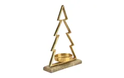 Ewax Metalowy świecznik Choinka złota 26 cm mała Sale