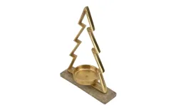 Ewax Metalowy świecznik Choinka złota 26 cm mała Sale