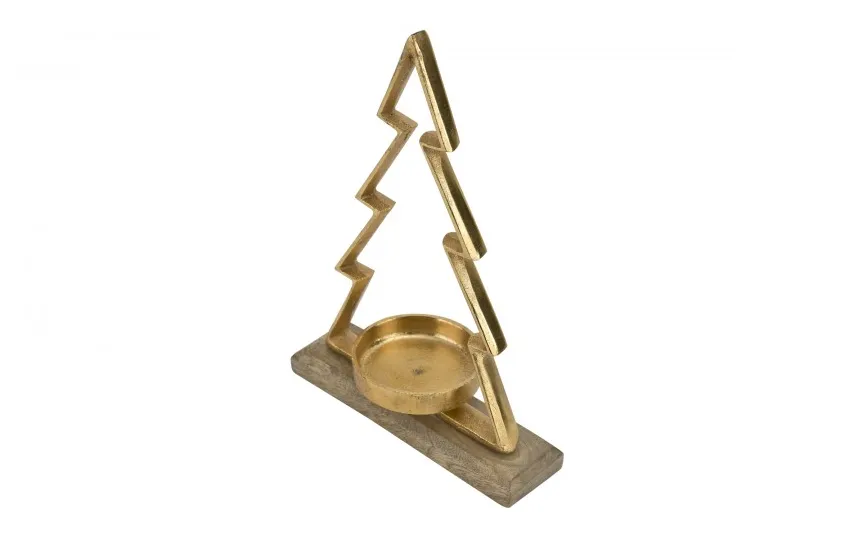 Ewax Metalowy świecznik Choinka złota 26 cm mała Sale