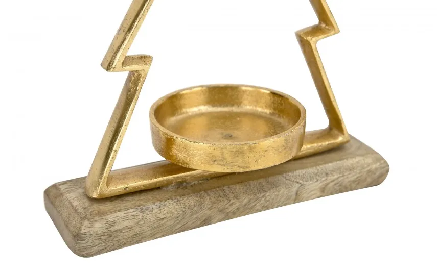 Ewax Metalowy świecznik Choinka złota 26 cm mała Sale