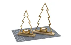 Ewax Metalowy świecznik Choinka złota 26 cm mała Sale