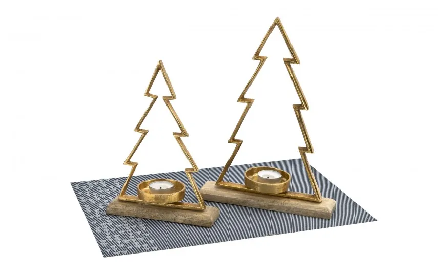Ewax Metalowy świecznik Choinka złota 26 cm mała Sale