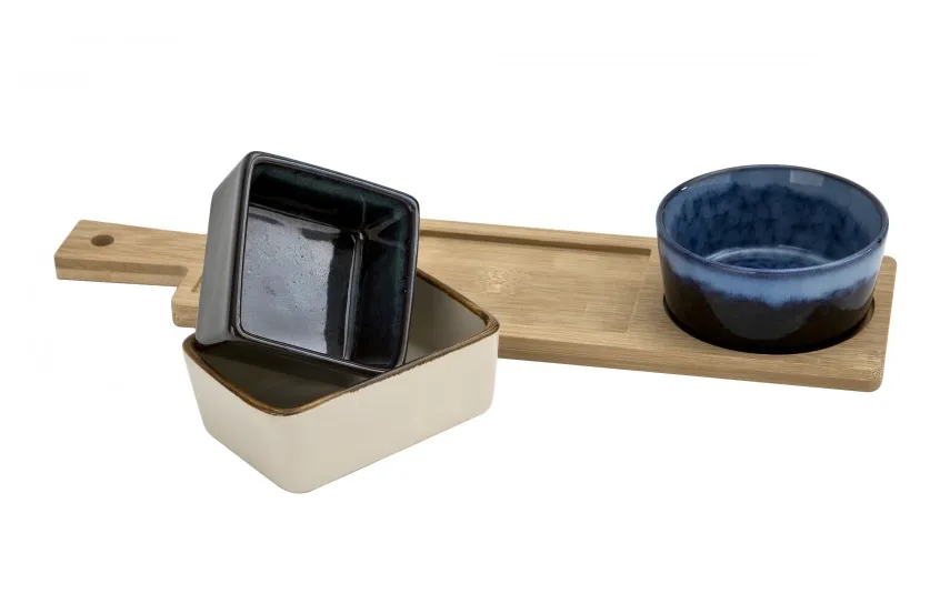 Allesken 3 Miseczki ceramiczne na przekąski na tacy Discount