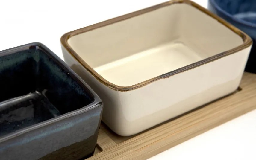 Allesken 3 Miseczki ceramiczne na przekąski na tacy Discount
