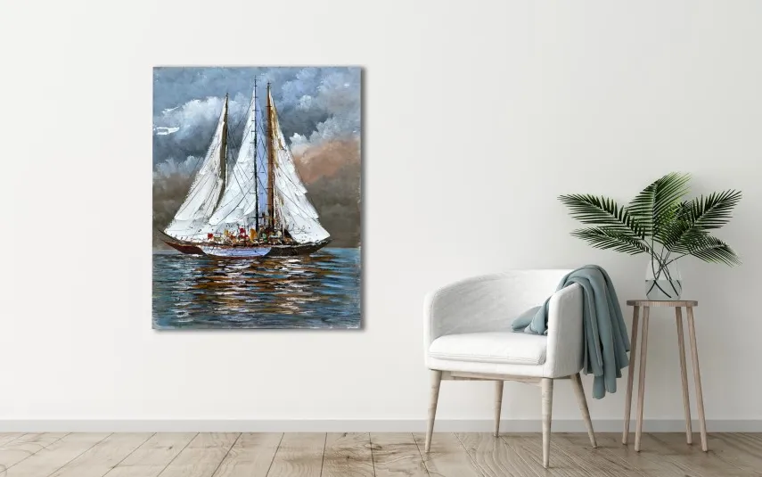 Witek Home Obraz na płótnie 80x100 cm Jachty na morzu Small Fashion